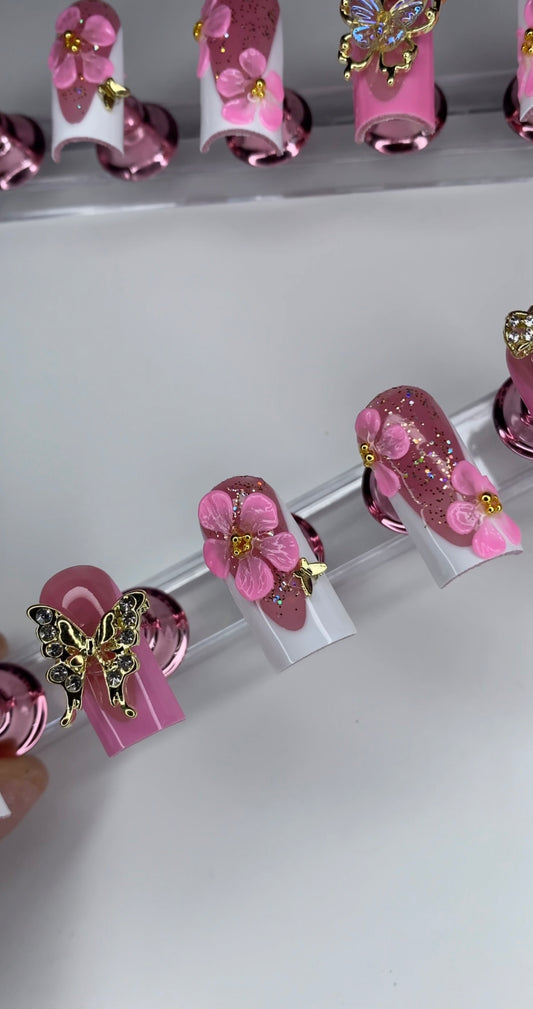 French gold 3d flowers